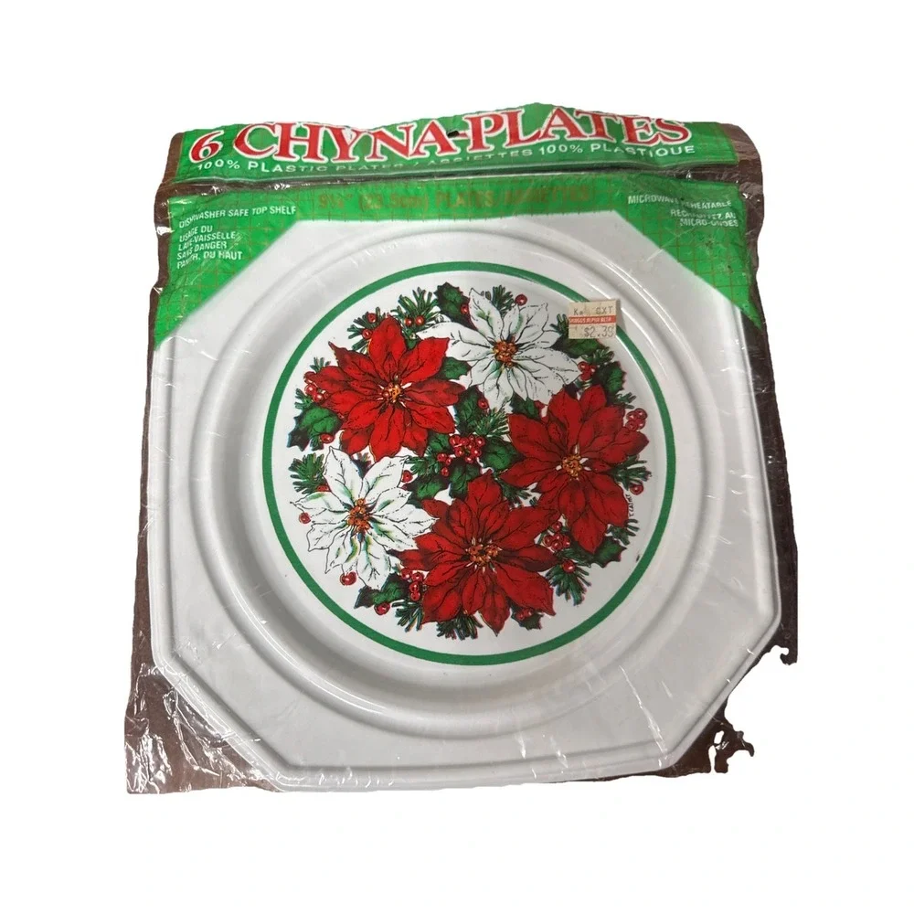 Vtg NOS Chyna Plates Poinsettia 11.5